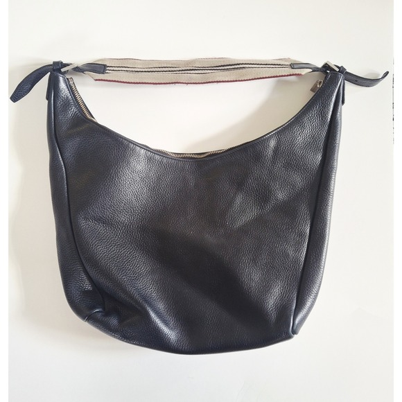 Vintage Burberry Black Pebbled Leather Hobo Shoulder Bag - Picture 2 of 16